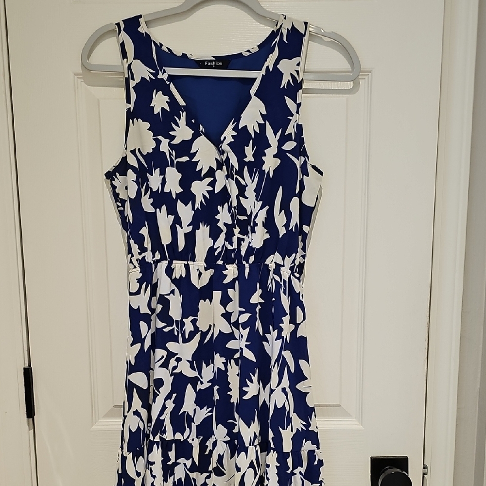 Floral Blue and White Dress